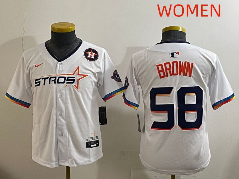 Women Houston Astros #58 Brown White Fourth generation Joint Name 2025 Nike MLB Jersey style 3